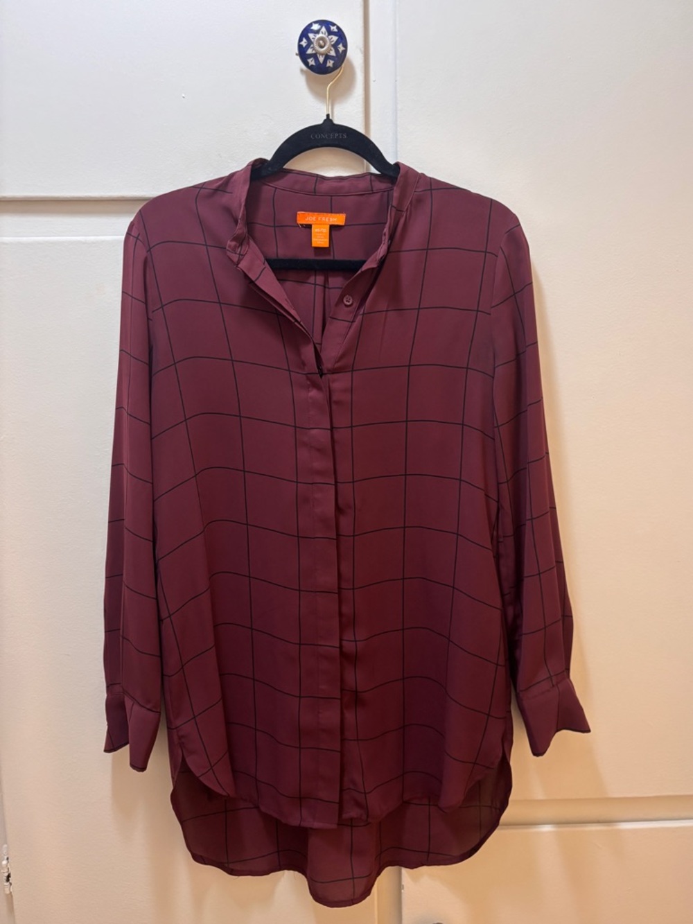 Joe Fresh Burgundy Grid Button-Down Shirt